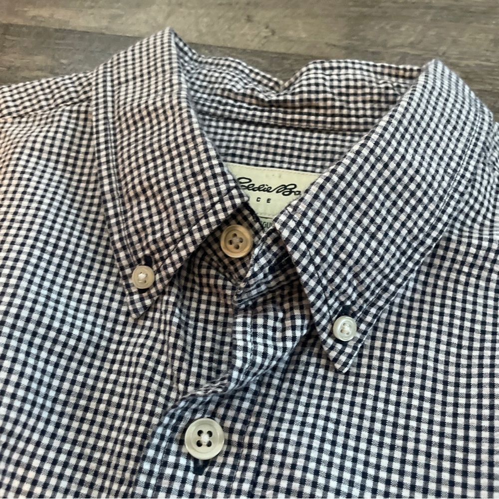 Eddie Bauer Black and White Striped Casual‎ Shirt size XL